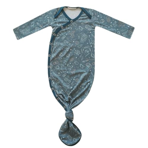 Copper Pearl Baby Gown - Knotted Newborn Sleepers for Baby Boy and Girl, Soft Stretchy Long Sleeve Infant Gowns with Bottom Tie and Hand Mittens, Perfect Hospital Coming Home Outfit (Hogwarts)