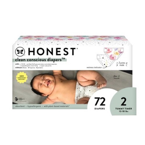 The Honest Company Clean Conscious Disposable Diapers Young At Heart & Rose Blossom - Size 2 - 72ct