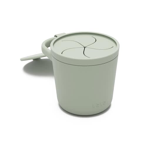 Lalo Snack Cup - Mess-Free Silicone Snack Cups for Toddlers & Babies with Detachable Lid, BPA-Free Baby Snack Containers, Fits Most Stroller & Car Seat Cup Holders, Dishwasher Safe, Sage