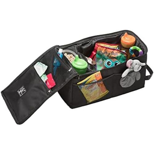 J.L. Childress Backseat Butler Car Seat Organizer - Cup Holders and Storage for Front, Back, Passenger Seats, Trunk - Travel Roadtrip Organization - Extra Large Size - 10 Pockets - Black