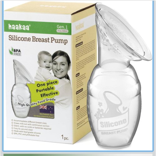 haakaa Manual Breast Pump for Breastfeeding, Silicone, Clear 4oz/100ml