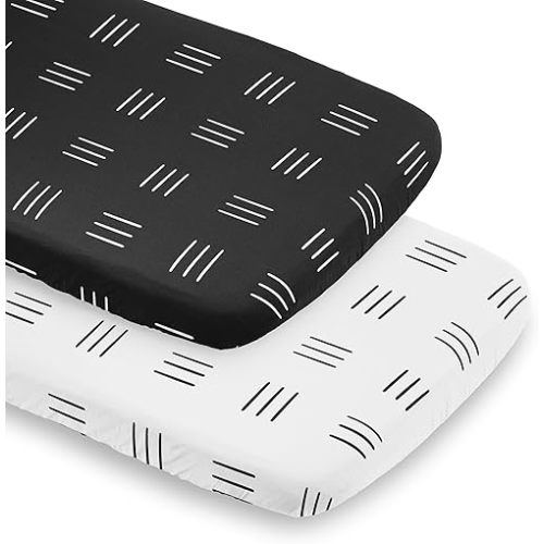 Sweet Jojo Designs Black White Boho Mudcloth Boy Girl Unisex/Gender Neutral Baby Bassinet Sheets Fitted Sheet Set Infant Newborn Nursery Oval Rectangle Hourglass Mattress 2p Bohemian Woodland Tribal
