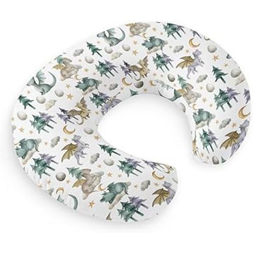 HawSkgFub Watercolor Cute Dragon Fairy Tale Nursing Pillow Cover for Baby Boys, Cloud Moon Star Dragons Egg Breastfeeding Pillow Slipcover, Nursing Pillowcase for Newborn Infant, Cover Only