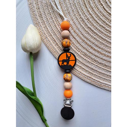Hunting Theme Silicone Pacifier Clip, Hunter, Wilderness, Adventure, Back Country Theme