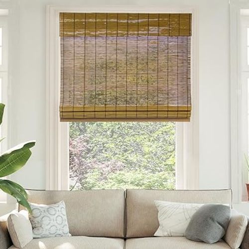 CHICOLOGY Bamboo Roman Shades - Smart Choice Eco-Friendly Light Filtering Blinds for Windows, Premium Quality, Ideal for Home, Fox, 34"W X 64"H