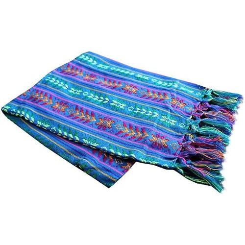 Del Mex Mexican Rebozo Shawl Blanket Doula (Regular (6 ft x 2.5 ft), Blue)