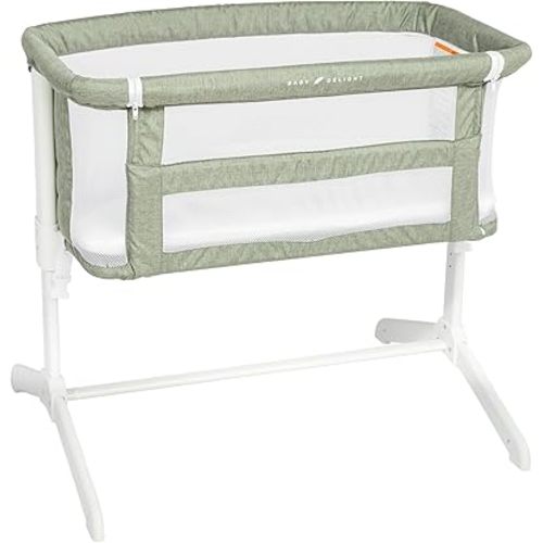 Baby Delight Beside Me Serenity Bassinet | Lightweight Bedside Sleeper & Baby Bassinet | 7-Position Height Adjustment | Sage Tweed