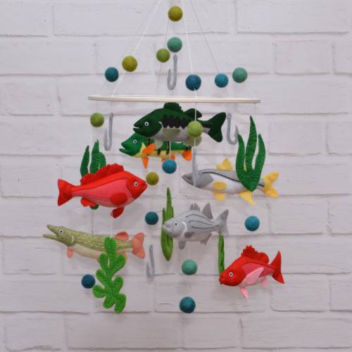 Crib Mobile Fishing. Baby Mobile. Fishing Baby Shower Gift. Newborn Gift Fishing. New Baby Gift Fishing. Baby Mobile Boy. Ocean Baby Mobile.