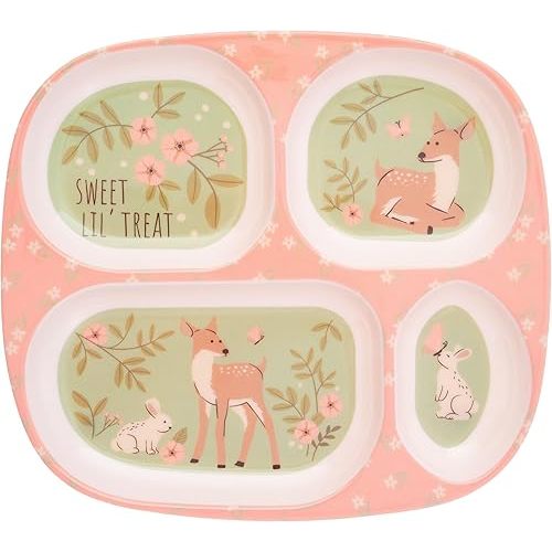 Stephen Joseph, Melamine Dinner Plate for Kids, Toddler Plastic Mealtime Divided Plates, Dinnerware Dishes Set for Picky Eaters Boy and Girls, Fawn