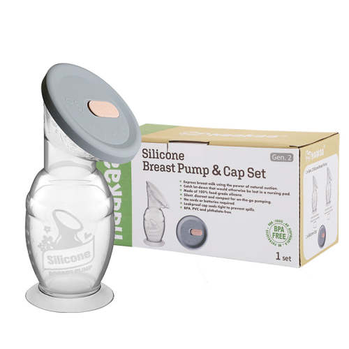 Haakaa Silicone Breast Pump with Suction Base & Silicone Cap Combo 150ml