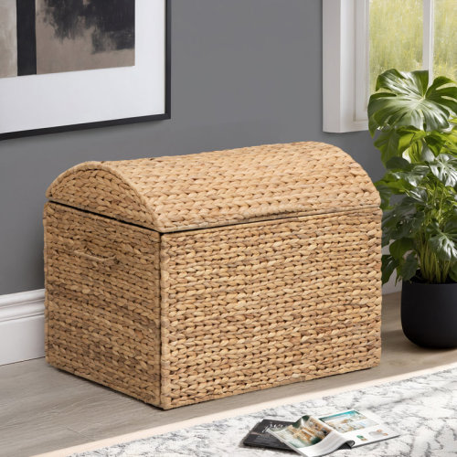 Highland Dunes Heavy-duty Water Hyacinth Wicker Storage Trunk with Metal Frame and Arch Lid | Wayfair