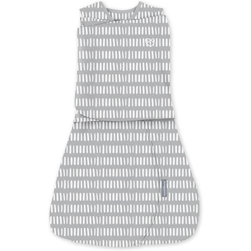 Ingenuity by SwaddleMe Arms Free Convertible Baby Swaddle, Size 3-6 Months, 14-18 Pounds, Arms Swaddled in or Out, 1.0 TOG - Dashed Lines