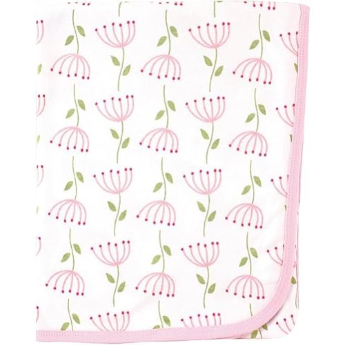 Touched by Nature Unisex Baby Organic Cotton Swaddle, Receiving and Multi-purpose Blanket, Flower, One Size