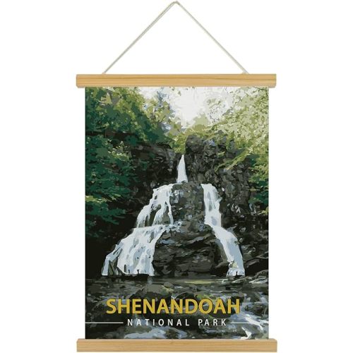 MIDEFINCH Vintage Shenandoah National Park Poster with Wooden Frame Wall Decor Retro National Park Patterns Printed on Linen Canvas Art for Bedroom Living Room Decor.(16 X 23 inches)