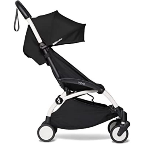 BABYZEN YOYO2 Stroller - Lightweight & Compact - Includes White Frame, Black Seat Cushion + Matching Canopy - Suitable for Children Up to 48.5 Lbs