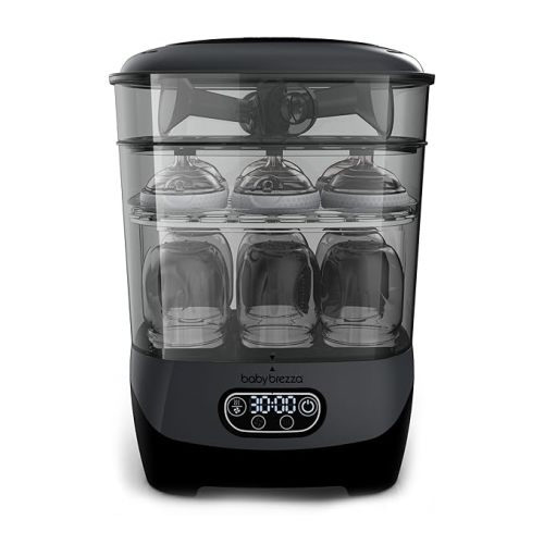Baby Brezza Bottle Sterilizer and Dryer Advanced – 33% Faster - Largest Capacity Steam Sanitizer - Universal Sterilization Machine for All Bottles + Pump Parts - HEPA Air Filter, Charcoal