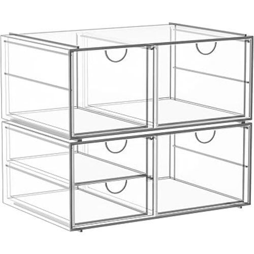 Arcylic Makeup Organzier with 5 Drawers, Clear Stackable Storage Drawers, Bathroom Countert Organizer,Plastic Storage Bins For Vanity, Cabinets, Pantry, Home Organization and Storage