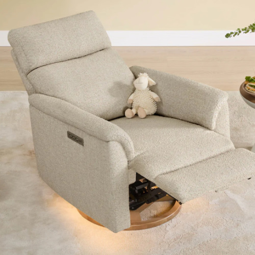 Lulla Power Swivel Nursery Glider Recliner with Power Headrest and Nightlight