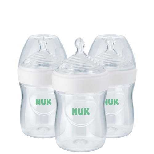 NUK Simply Natural Bottle with SafeTemp, 5 oz, 3 Pack, 0+ Months, Unisex, Clear