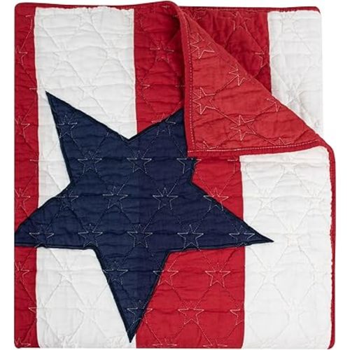 Greenland Home Americana Throw Quilt, Cotton, Reversible, 50 W x 60 L inches, Americana