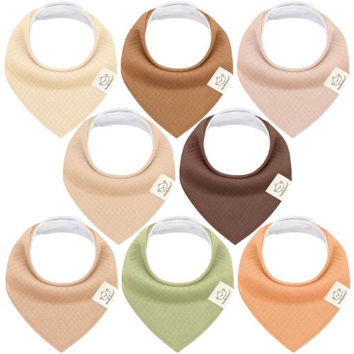 KeaBabies 8-Pack Bandana Bibs for Baby Girls, Boys - Organic Cotton Baby Bibs for Drooling & Teething Newborn, Toddler, Infant 0-36 months, Extra Soft, Absorbent Cloth with Snaps (Dawn)