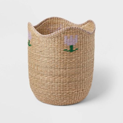 Xl Woven Kids' Laundry Basket With Purple Flower - Pillowfort™