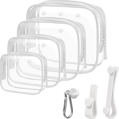 LETGO 4 Packs Insert Clear Pouch Bags Compatible With Bogg Bag 4 Insert Hooks Accessories for Bogg Bags Travel Makeup Toiletry Bag Organizer Divider Storage Inner Pouch (Clear White, Pack of 8)