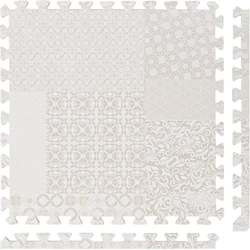 Premium Exercise & Baby Foam Play Mats - Stylish & Large Non-Toxic Puzzle Floor Mat - 6 Tiles - Spacious 6ft x 4ft - Peel-Resistant Reinforced Version - Soft, Thick, Waterproof -Totem Beige