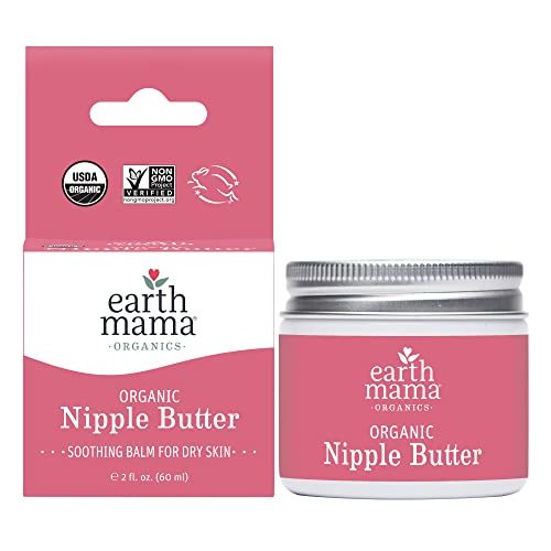 Organic Nipple Butter Breastfeeding Cream by Earth Mama | Lanolin-free, Safe for Nursing & Dry Skin, Non-GMO Project Verified, 2-Fluid Ounce (Packaging May Vary)