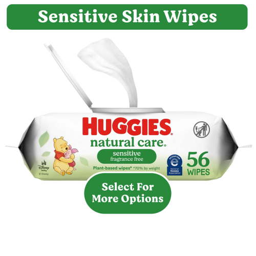 Huggies Natural Care Sensitive Baby Wipes, Unscented, 56 Ct, Hypoallergenic