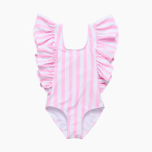 Snapper Rock Swimwear Wide Stripe Frill Swimsuit - Pink, 3-6 M