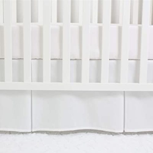 CaSaJa Classic Microfiber Crib Skirt with 2 Pleated Workmanship, Soft Breathable Dust Ruffle Fits Standard Crib and Toddler Bed, Pure White Color for Baby Boys and Girls, 14 inches Drop, White