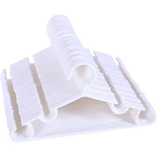 Tubular Baby Hangers 10.5" Size for Newborn Kids Infant Children Toddler with Plastic Hanger Straps (White, 40 Pack)