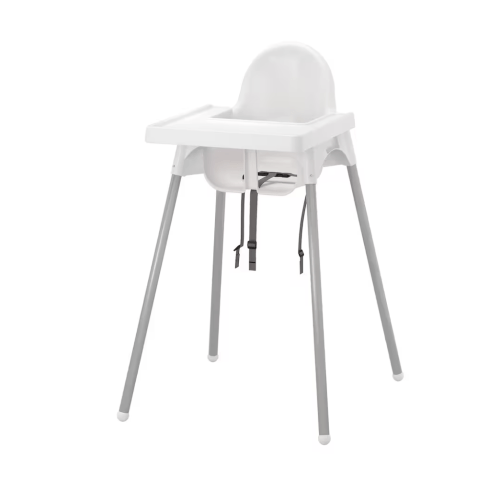 IKEA - ANTILOP High chair with tray - white/silver color - Made in Sweden