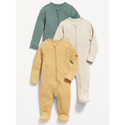 Unisex 2-Way-Zip Sleep & Play Footed One-Piece 3-Pack for Baby | Old Navy