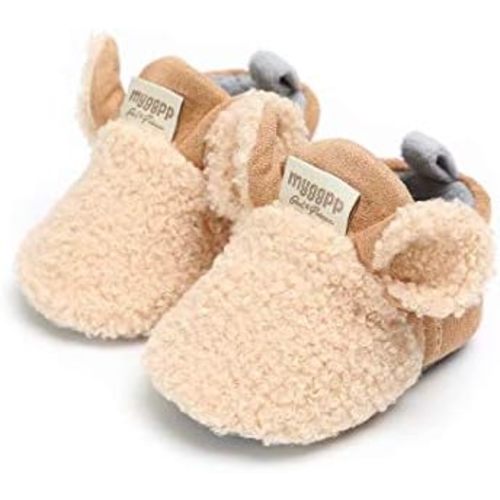 YWY Infant Baby Cozy Fleece Slippers with Non Skid Bottom Newborn Boys Girls Winter Warm Socks Booties Stay On Crib House Shoes