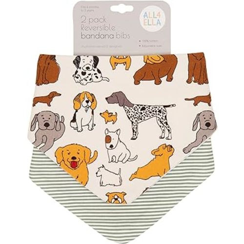 All4Ella Reversible Bandana Bibs for Baby Boys & Girls - 100% Cotton Bibs Absorbent, Durable and Easy to Clean