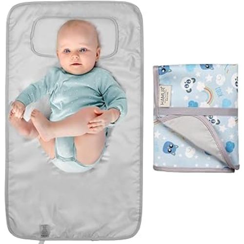 HAMUR HOME Portable Baby Changing Pad – Waterproof, Foldable & Lightweight Travel Mat – Soft & Machine Washable Diaper Changer – Compact & Durable (Dream)