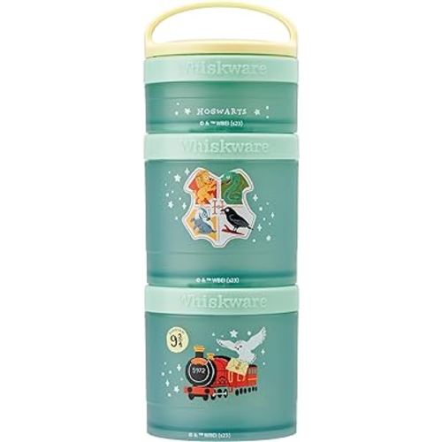 Whiskware Harry Potter Stackable Snack Containers for Kids and Toddlers, 3 Stackable Snack Cups for School and Travel, Hogwarts