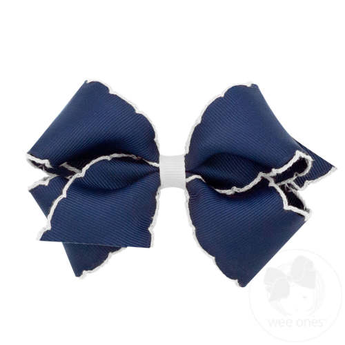 Small Moonstitch Grosgrain Hair Bow with Contrasting Wrap