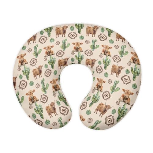 Urndoeng Cow Print Pillow Covers Fits u-Shaped Nursing Pillows Western Nursing Pillow Slipcovers with Zipper Feeding Pillow Cove,Aztec Cow Print Brown