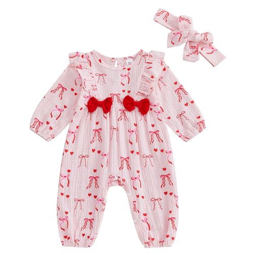 Lenjindjer Newborn Baby Girl Halloween Clothes Puff Sleeve Cotton Linen Ruffle Pumpkin Print Jumpsuit Fall One Piece Outfits