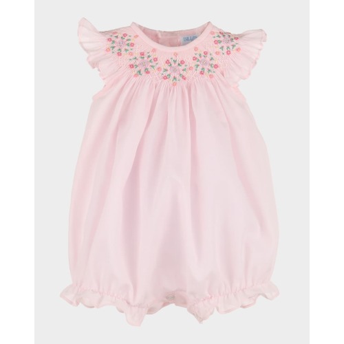 Girl's Classical Diamond Smock Bubble Romper, Size 3M-9M