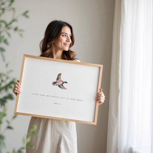 PRINTED Duck bible verse wall art, Woodland nursery, Mallard hunting decor, Baby shower art, Outdoor print, Minimalist, Christian gifts