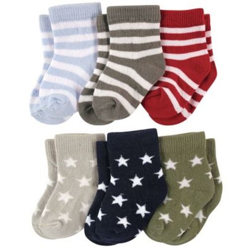 Luvable Friends Baby Boy Newborn And Baby Socks Set, Star Stripes, 0-6 Months