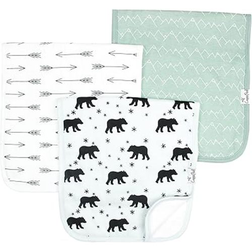 Copper Pearl Premium Baby Burp Cloths - 3-Pack Large Cotton Burp Cloths, Extra Soft Spit Up Rags with 3 Absorbent Layers, Perfect for Baby Boy Gifts (21" x 10" Size, Archer Set)