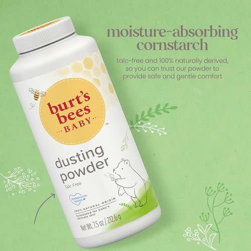 Burt's Bees Baby Dusting Powder, Talc Free and Hypoallergenic for Safe and Gentle Comfort, 100% Natural Origin, Pediatrician Tested, 7.5 Oz