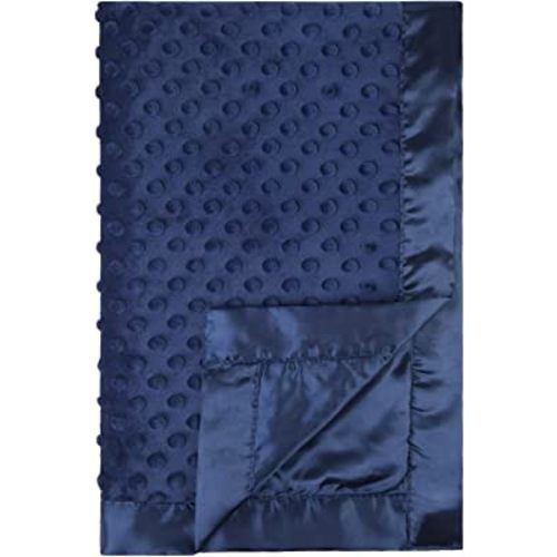 Pro Goleem Baby Soft Minky Dot Blanket with Silky Satin Backing Baby Gifts for Boys and Girls (Navy Blue, 30’’ x 40’’)