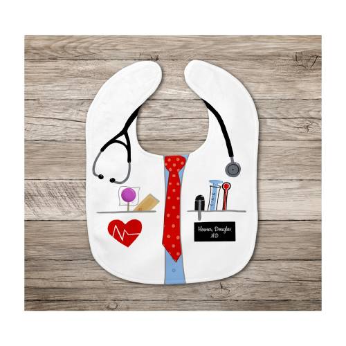 Doctor Baby Bib | Physician Bib | Name Bib | Personalized Baby Gift | Medical Baby Bib | Md Bib | Be Like Daddy Or Mommy Baby Gift