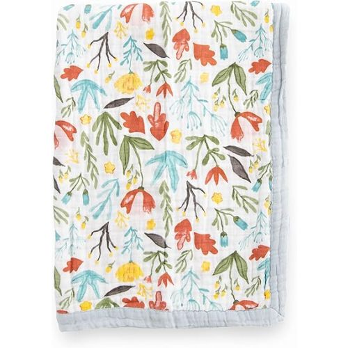 Little Unicorn Newborn Receiving Quilt | Ultra- Soft, Multi-Layered Muslin Fabric | Gift for Newborns & on-The-go (Meadow)